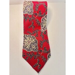 Vintage Christian Dior Monsieur Necktie Red w/Print 100% Silk made in USA